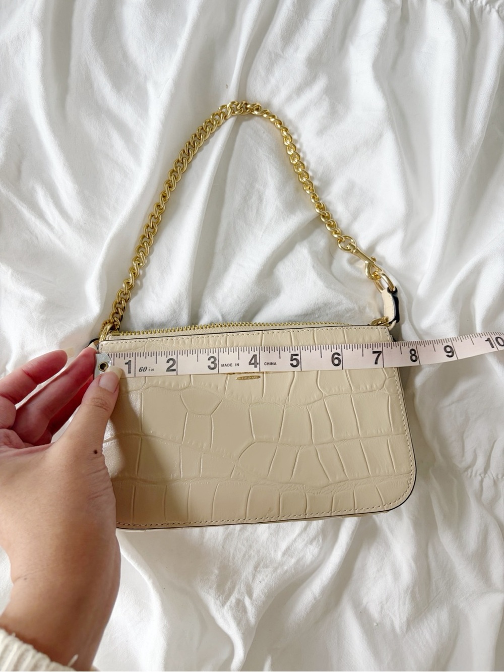 COACH Nolita 20 Croc Embossed Beige Leather Wristlet Pouch - Picture 12 of 15